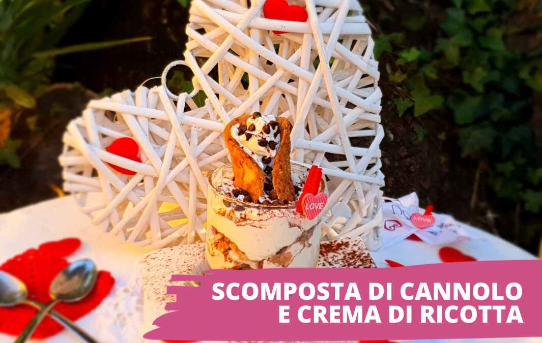 Scomposta di cannolo e crema di ricotta