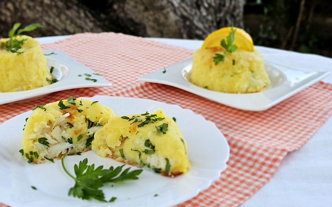 Tortino di patate con cuore di baccalà e provola